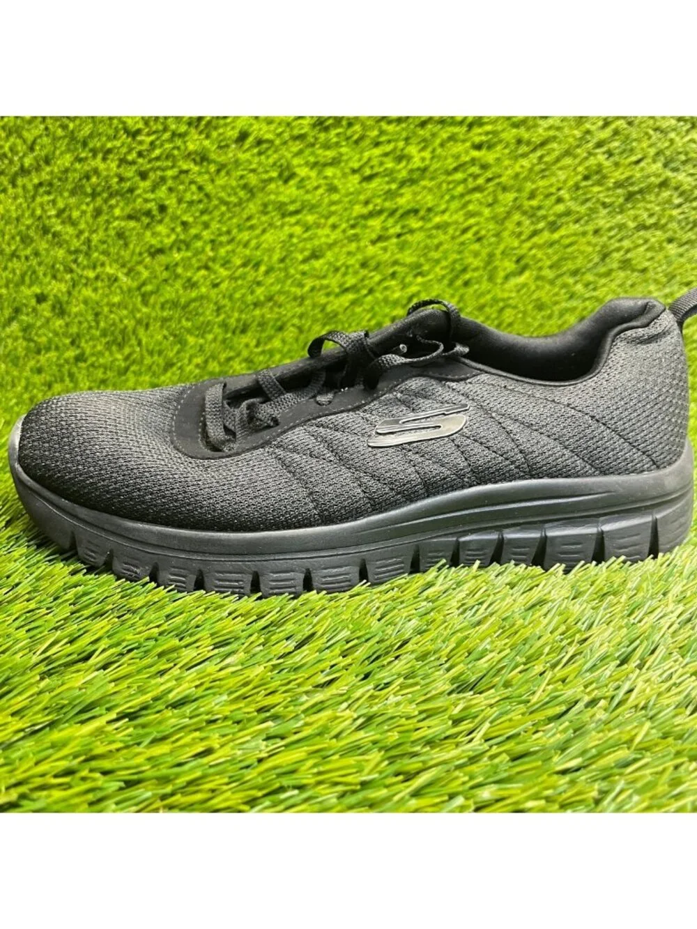 Skechers Dynamight Breakthrough Womens Size 9 All Black Running Shoes Sneakers